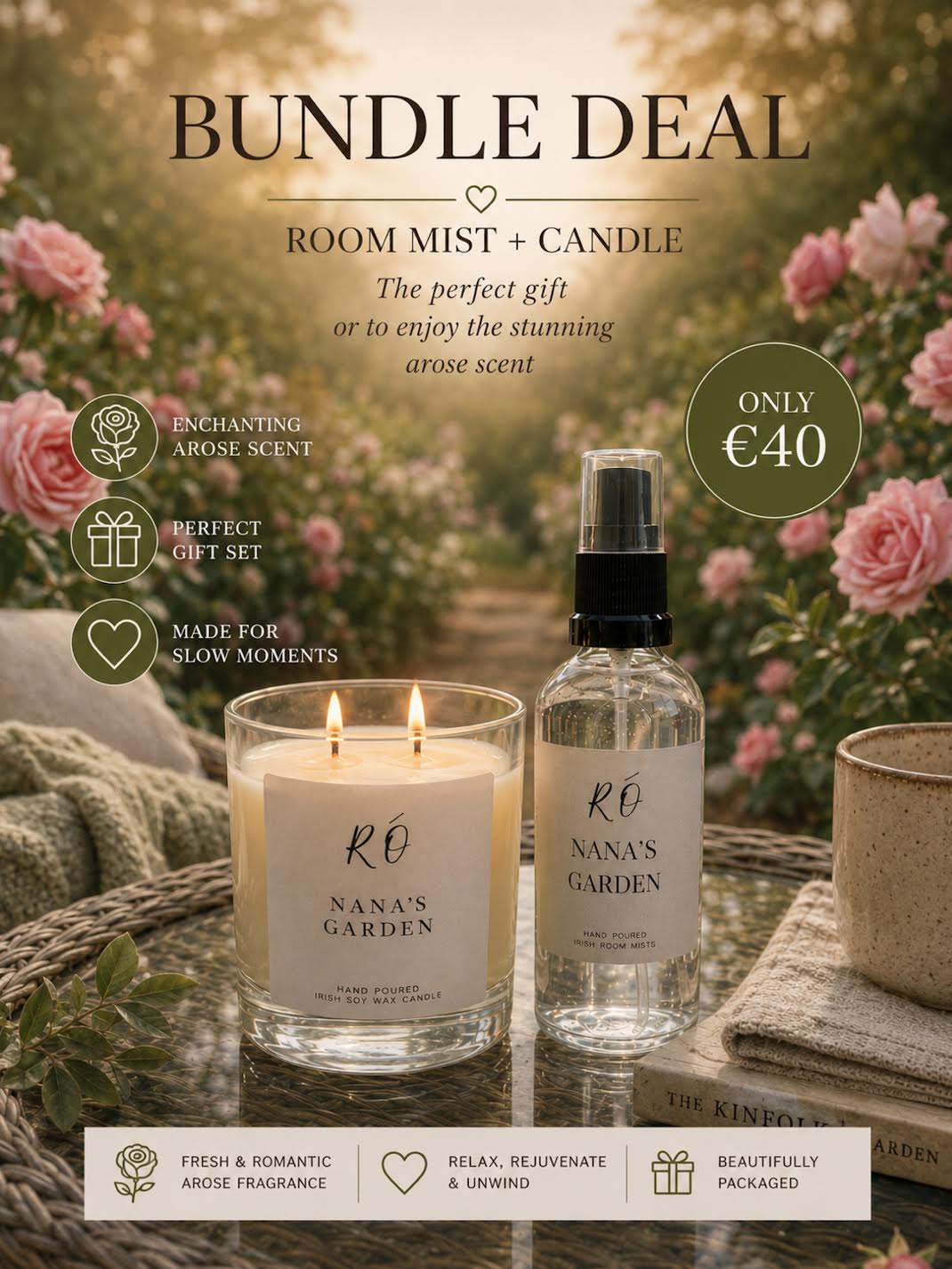 🌹 Nana’s Garden Bundle – Full Size Candle & Room Mist