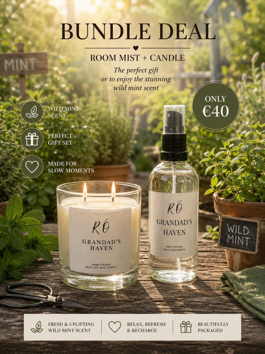 🌿 Grandad’s Haven Bundle – Full Size Candle & Room Mist